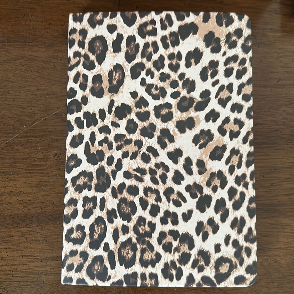 6”x8” Leopard print lined notebook with ribbon marker
